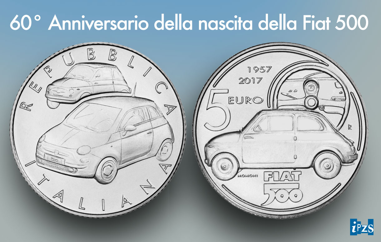 La moneta in argento per il 60° compleanno della Fiat 500