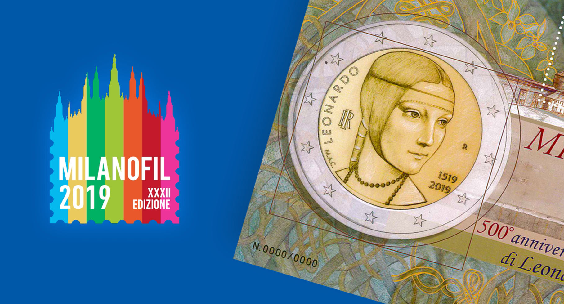Il Poligrafico a Milanofil 2019 presenta il foglietto erinnofilo dedicato al 500° anniversario della morte di Leonardo da Vinci