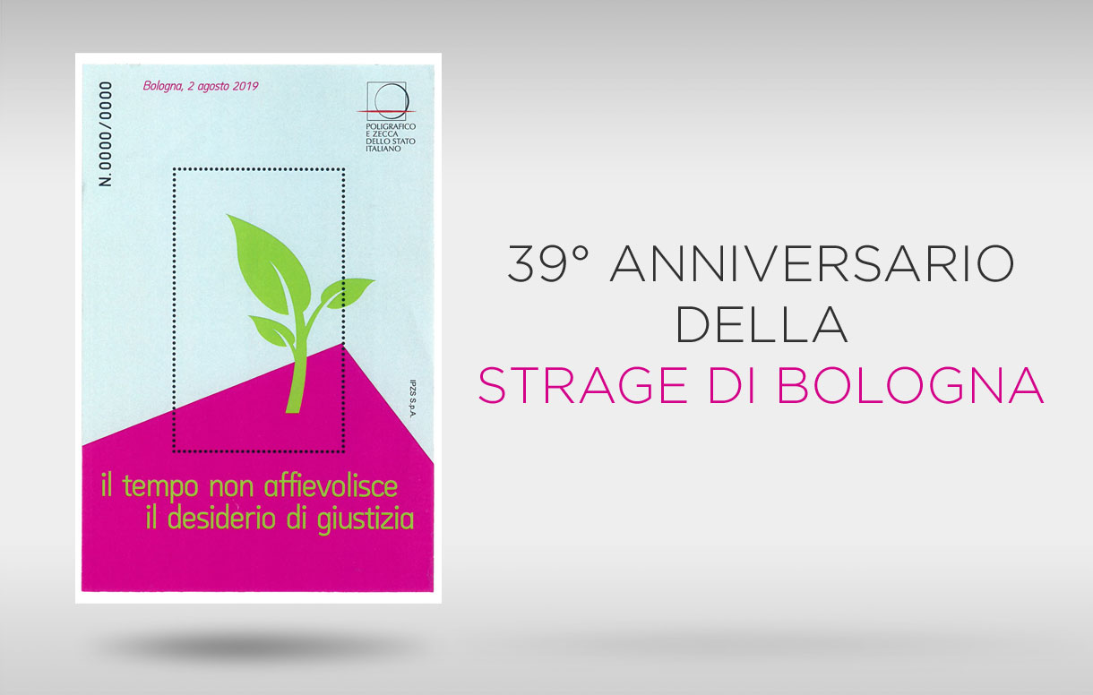 Un foglietto erinnofilo per il 39° anniversario della strage di Bologna