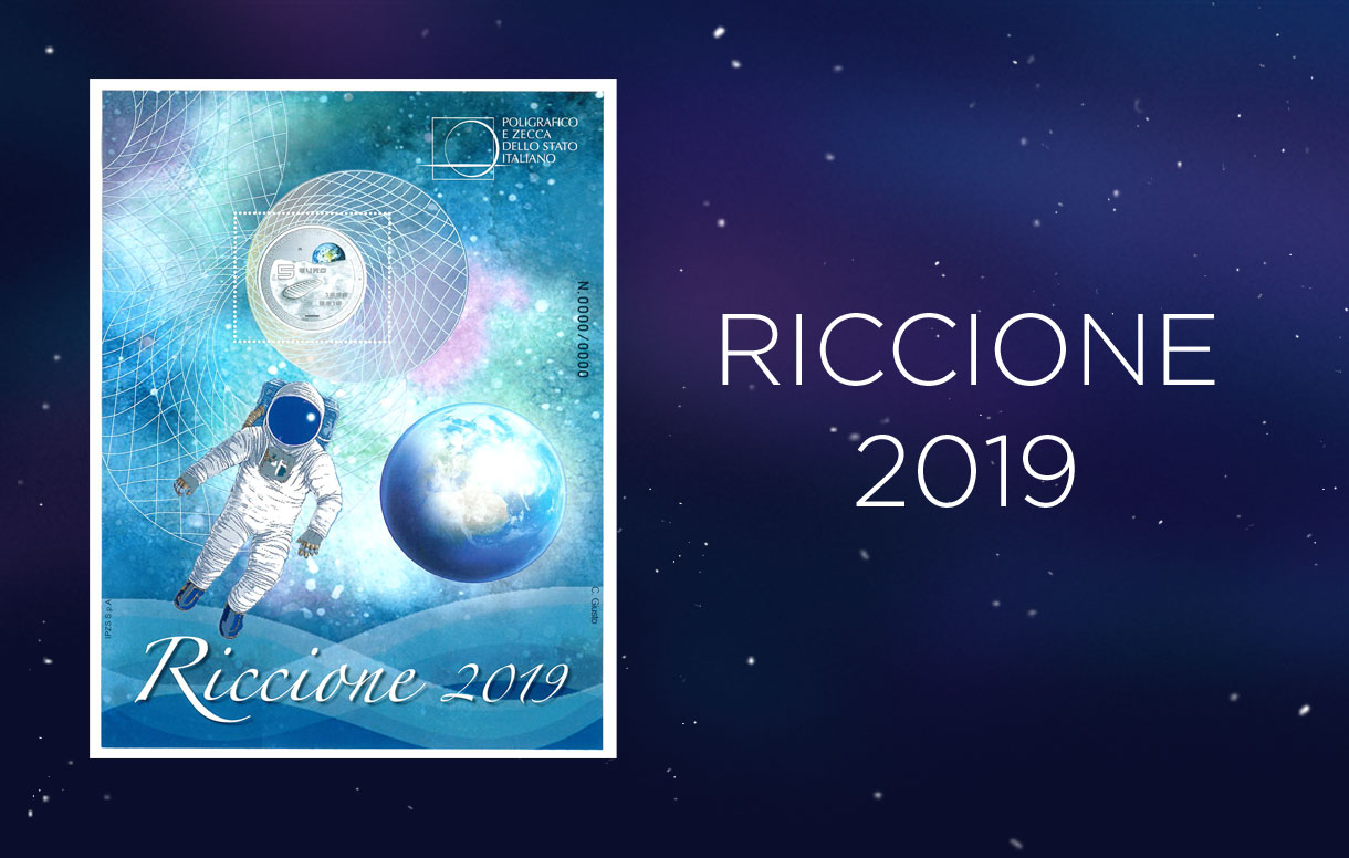 Uno speciale foglietto erinnofilo dedicato allo sbarco sulla Luna per RICCIONEFIL 2019