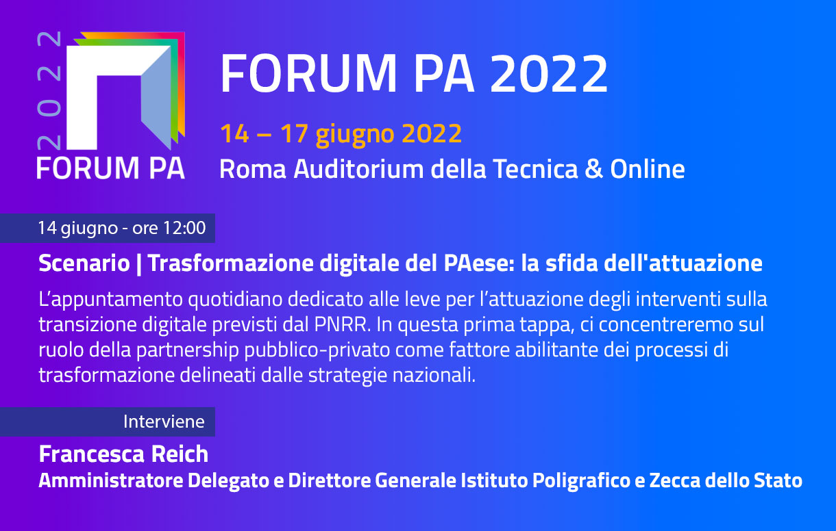 Forum PA 2022: il 14 giugno l'intervento dell'AD Francesca Reich 