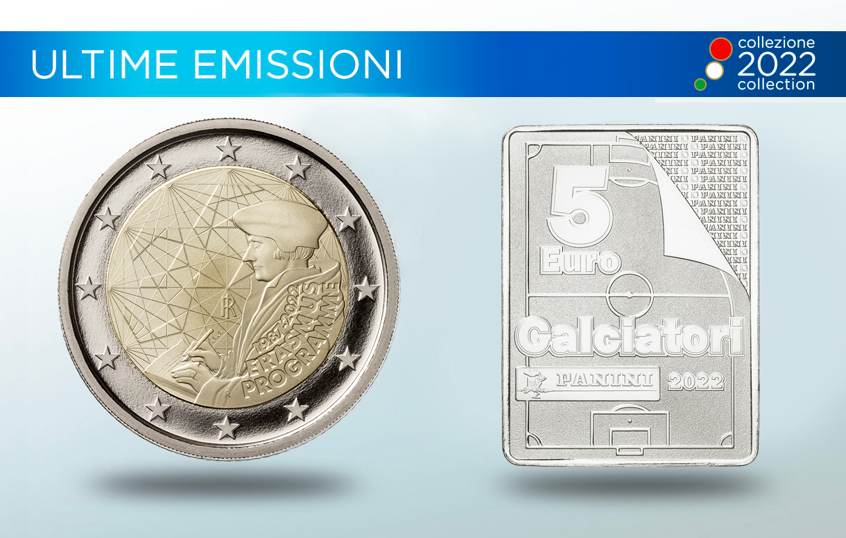 Le nuove emissioni della Collezione Numismatica 2022 sono dedicate al 35 Anniversario del Programma Erasmus e alla Serie Eccellenze Italiane - Figurine Panini