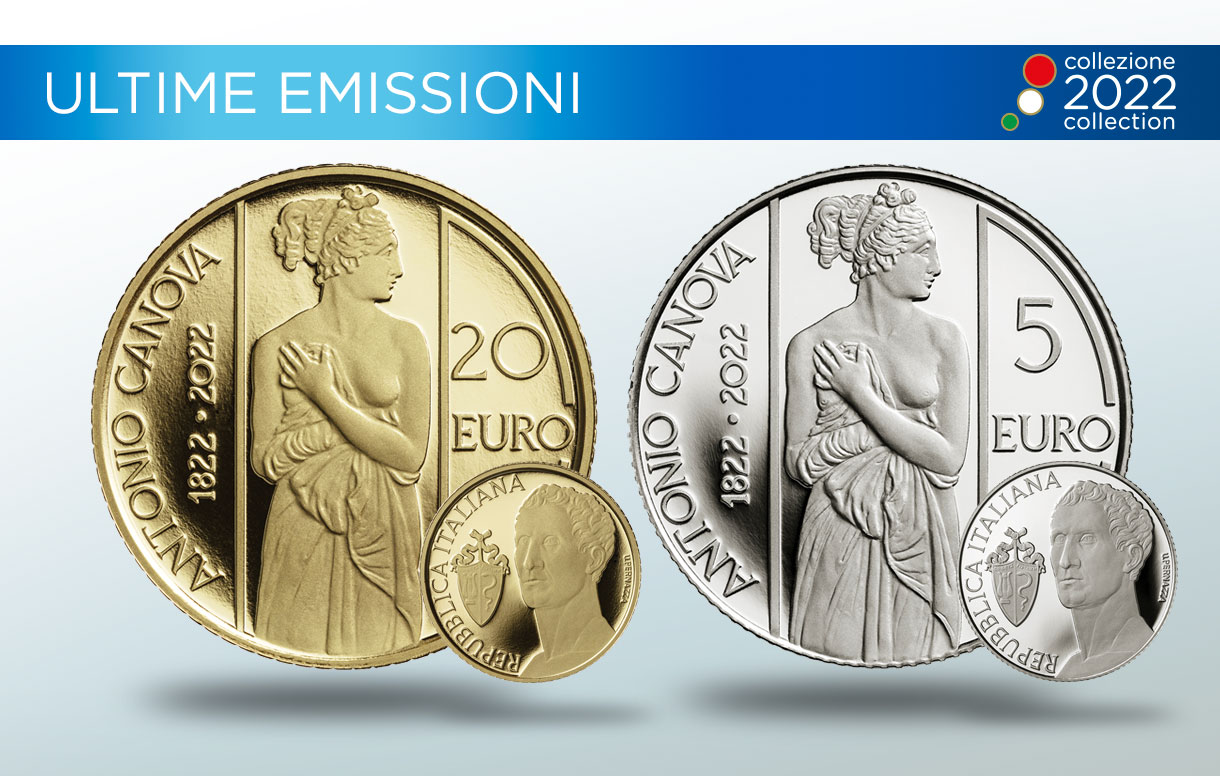 Collezione Numismatica 2022: la quarta moneta celebrativa del genio e l'arte italiana è dedicata ad Antonio Canova nel 200° Anniversario della sua scomparsa