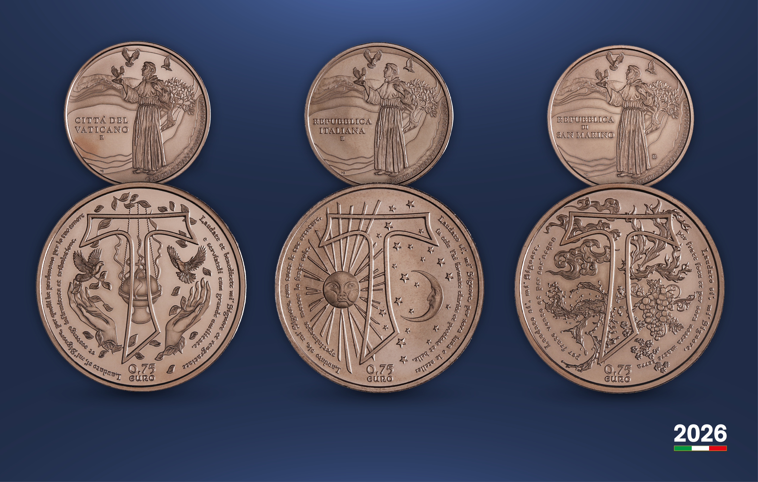 Un'unica emissione, tre Paesi: l'omaggio numismatico al Cantico delle Creature