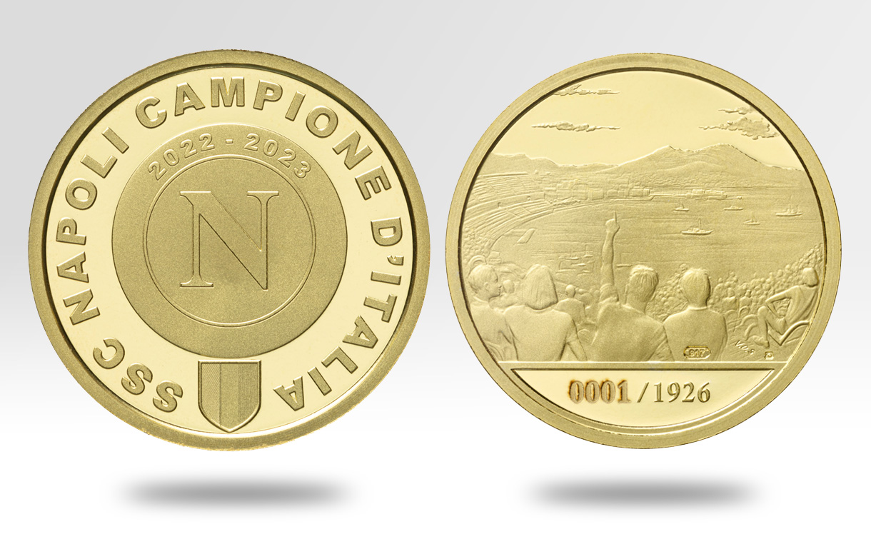 Medaglia Celebrativa Napoli Campione d'Italia stagione 2022/2023 in oro, numerata